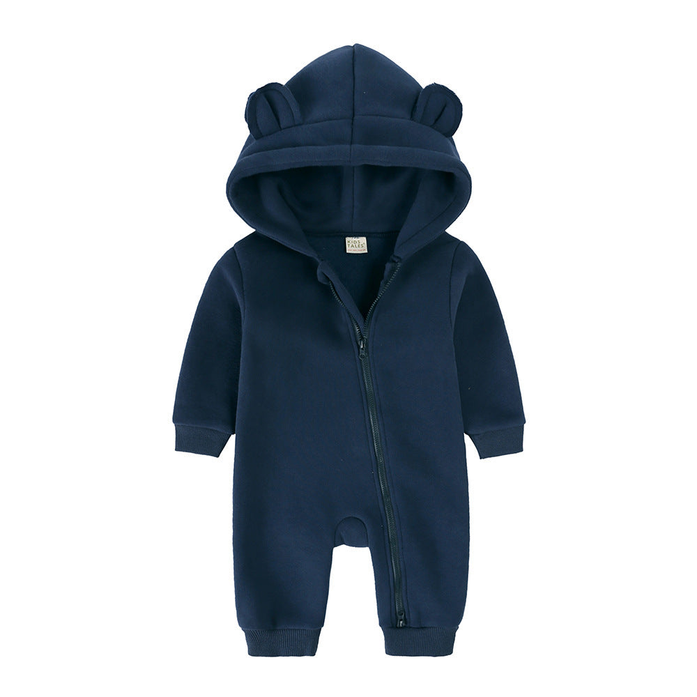 Baby Fashion Simple Solid Color Thick Jumpsuit