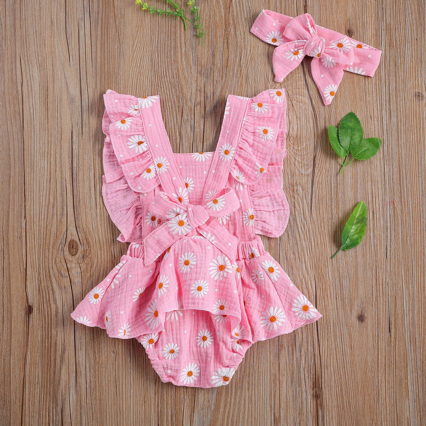 Strap Four-color Chrysanthemum One-piece Romper Dress Triangle Romper Headband