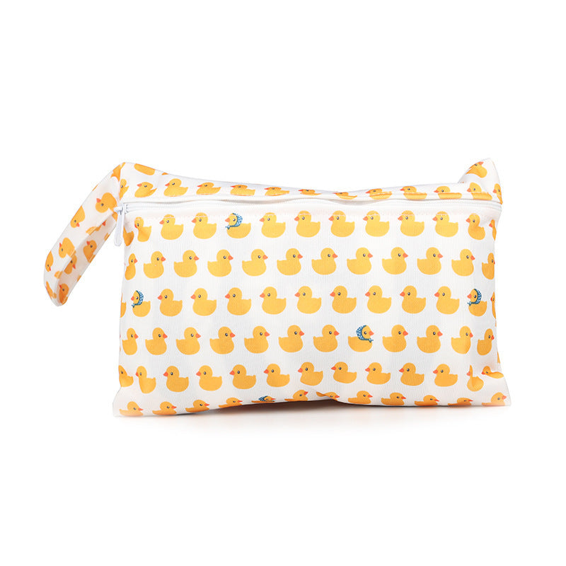 Cartoon printed single zipper small diaper storage bag