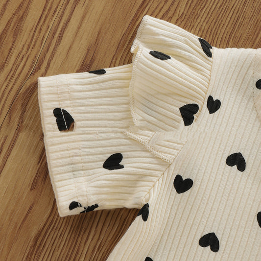 Printed Love Valentine's Day Long Climbing Jumpsuit with Head Knot