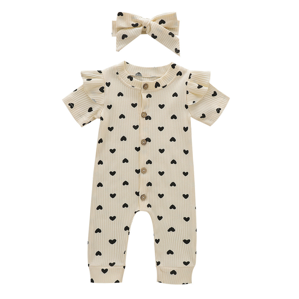 Printed Love Valentine's Day Long Climbing Jumpsuit with Head Knot