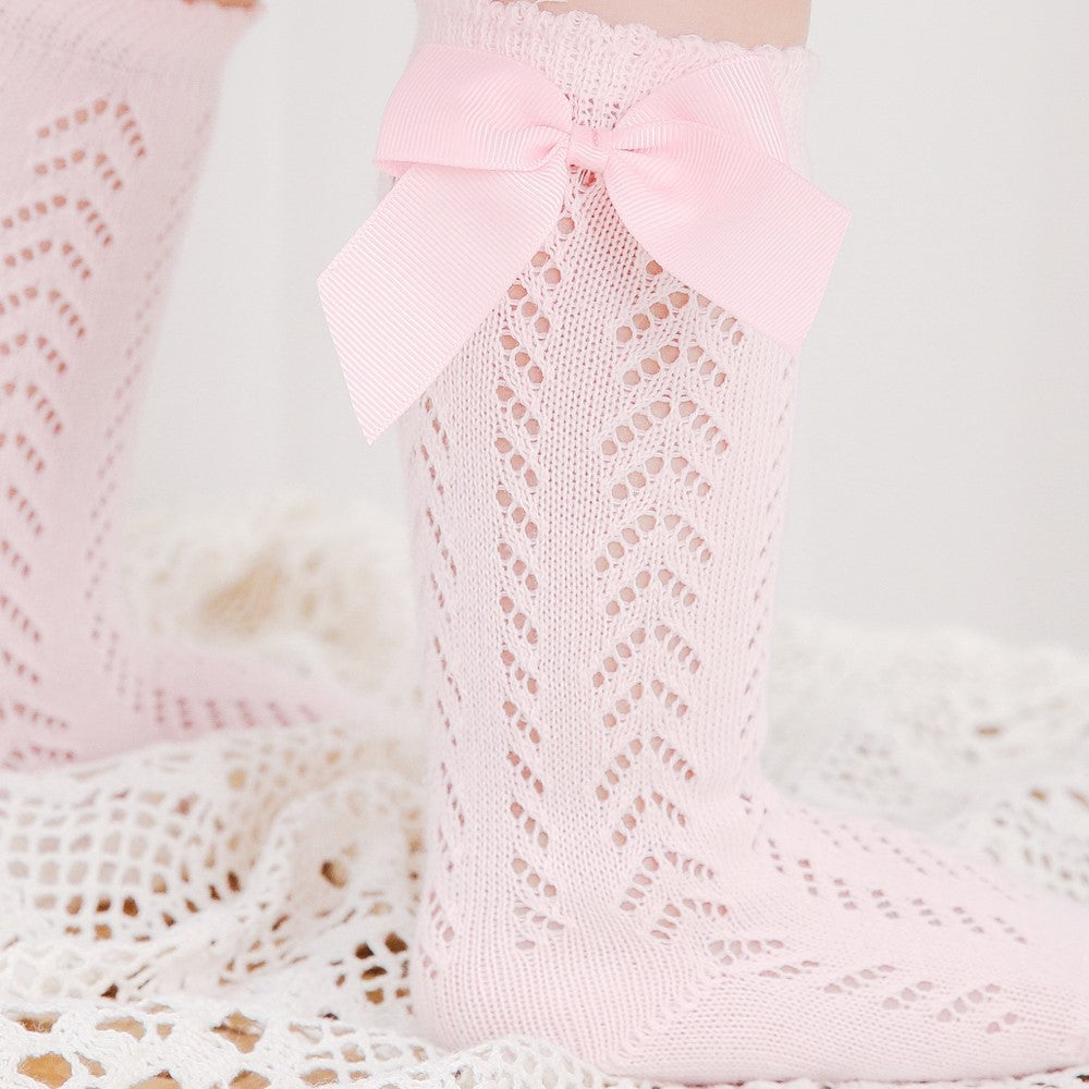 Infant Baby Loose Bow Stockings Hole Socks