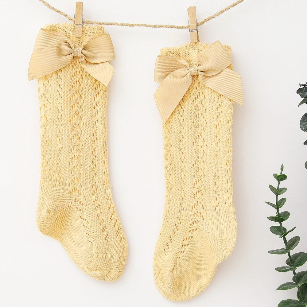 Infant Baby Loose Bow Stockings Hole Socks