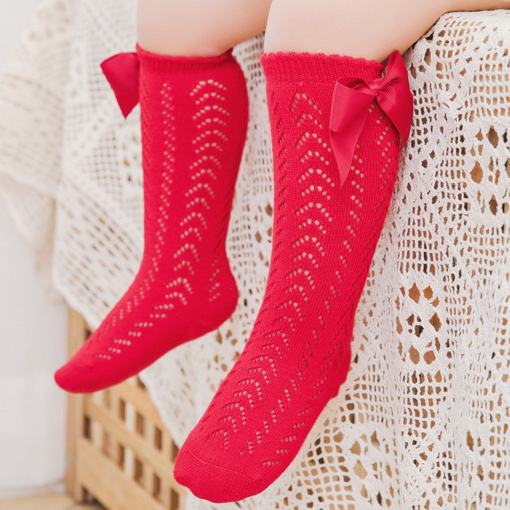 Infant Baby Loose Bow Stockings Hole Socks