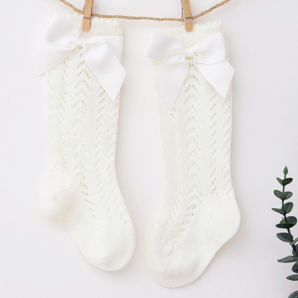 Infant Baby Loose Bow Stockings Hole Socks
