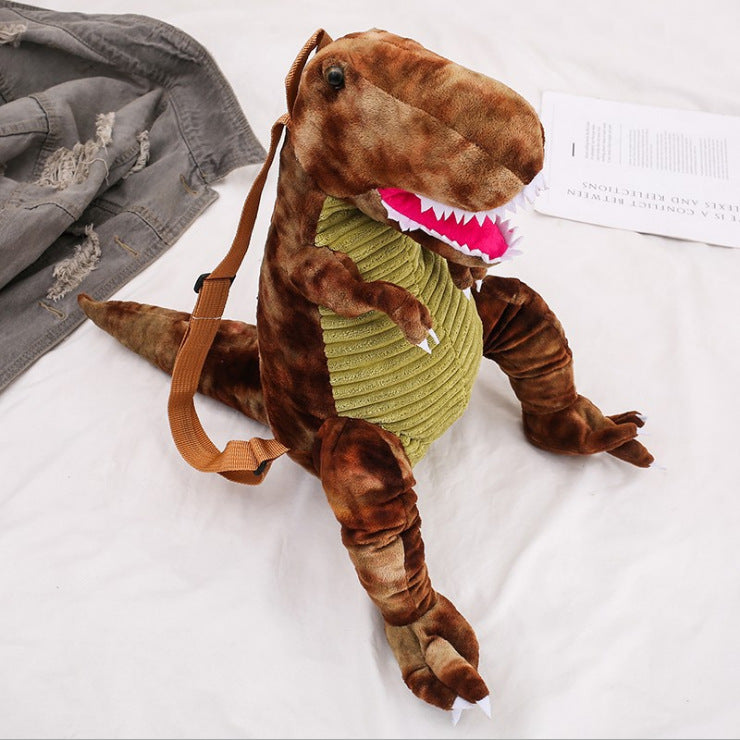 Simulation big dinosaur children's backpack creative new cartoon toy dinosaur bag plush toy bag factory direct supply