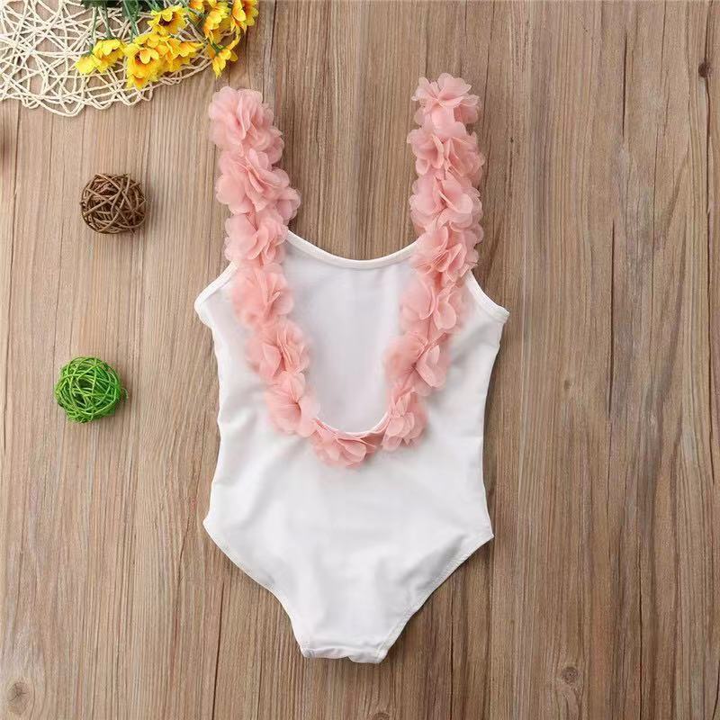 INS Hot Style Children's Sleeveless Summer Stitching Sling Lace Backless Swimsuit