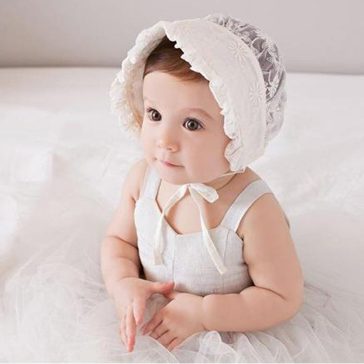 Baby Girl Fetal Cap, Children's All-Match Sunshade Hat, Lace Sun Basin Hat, Autumn Princess Fisherman Hat