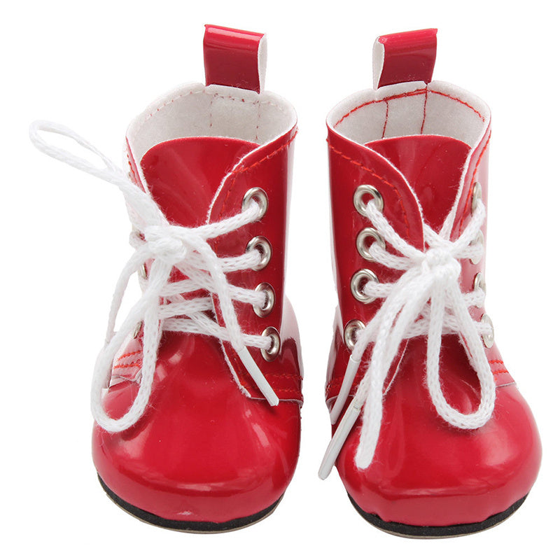 18 Inch Doll Lace-Up Boots American Doll PU Leather Shoes
