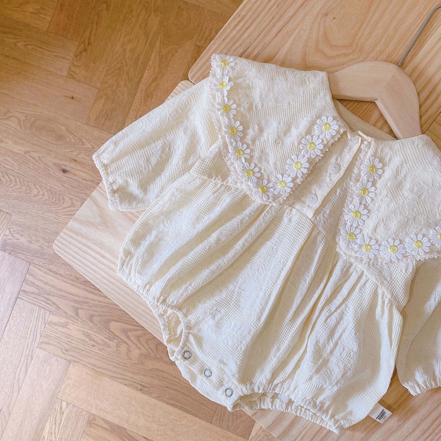 0-2 Years Old Baby Daisy Romper Spring Baby Square Neck Long-sleeved Shirt