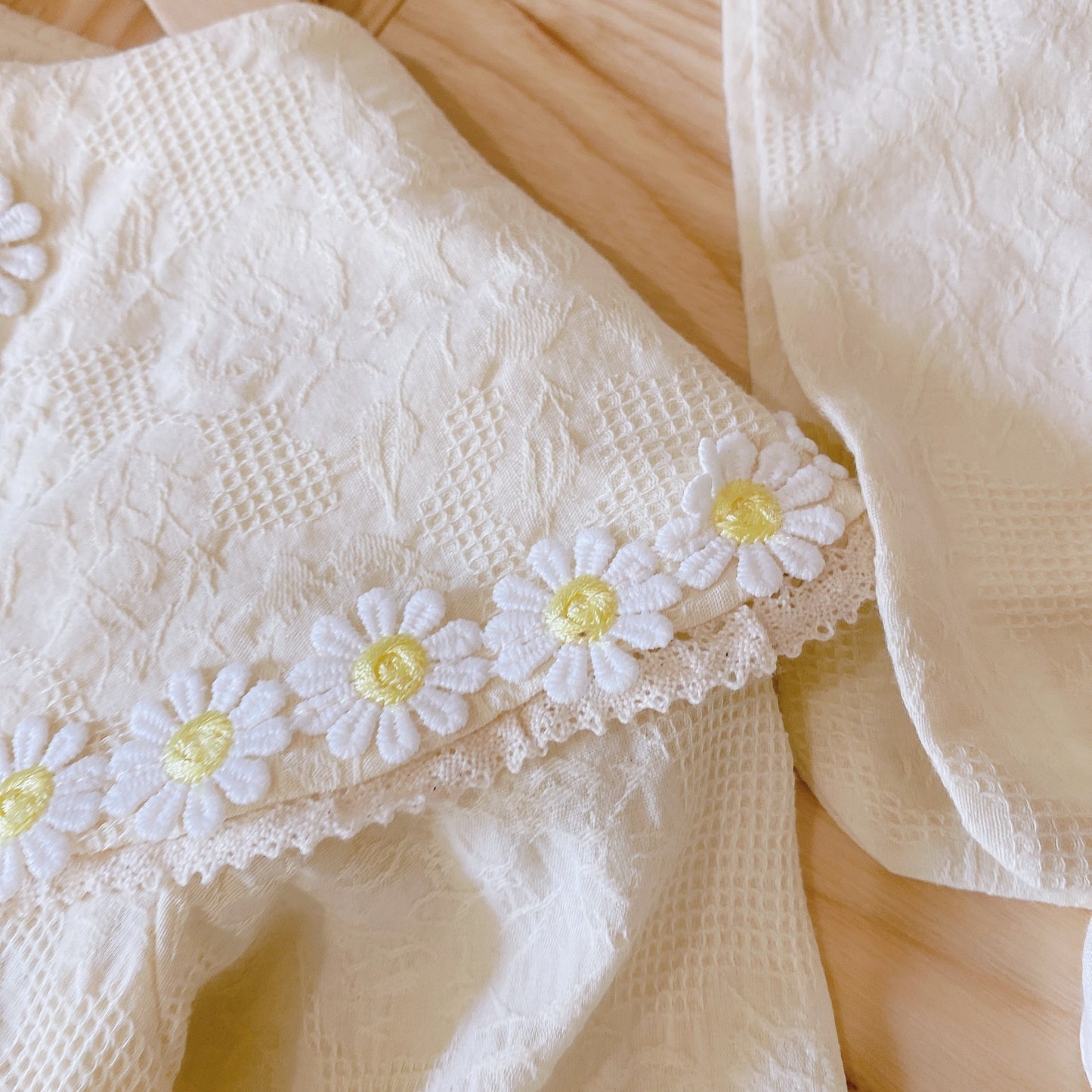 0-2 Years Old Baby Daisy Romper Spring Baby Square Neck Long-sleeved Shirt