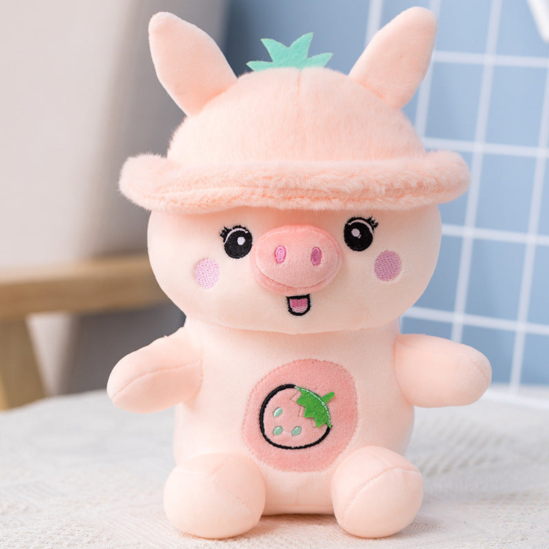 Cute Strawberry Pig Doll Pillow Cartoon Plush Toy