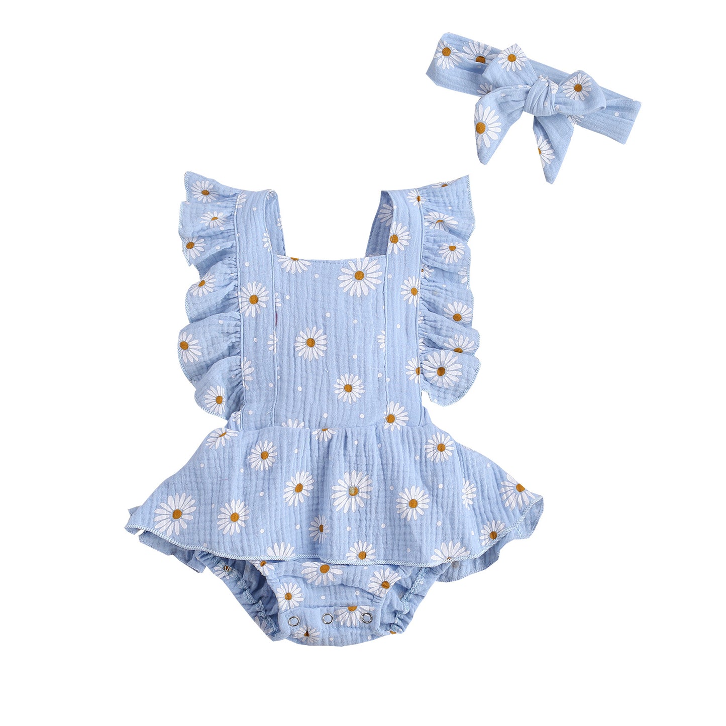 Strap Four-color Chrysanthemum One-piece Romper Dress Triangle Romper Headband