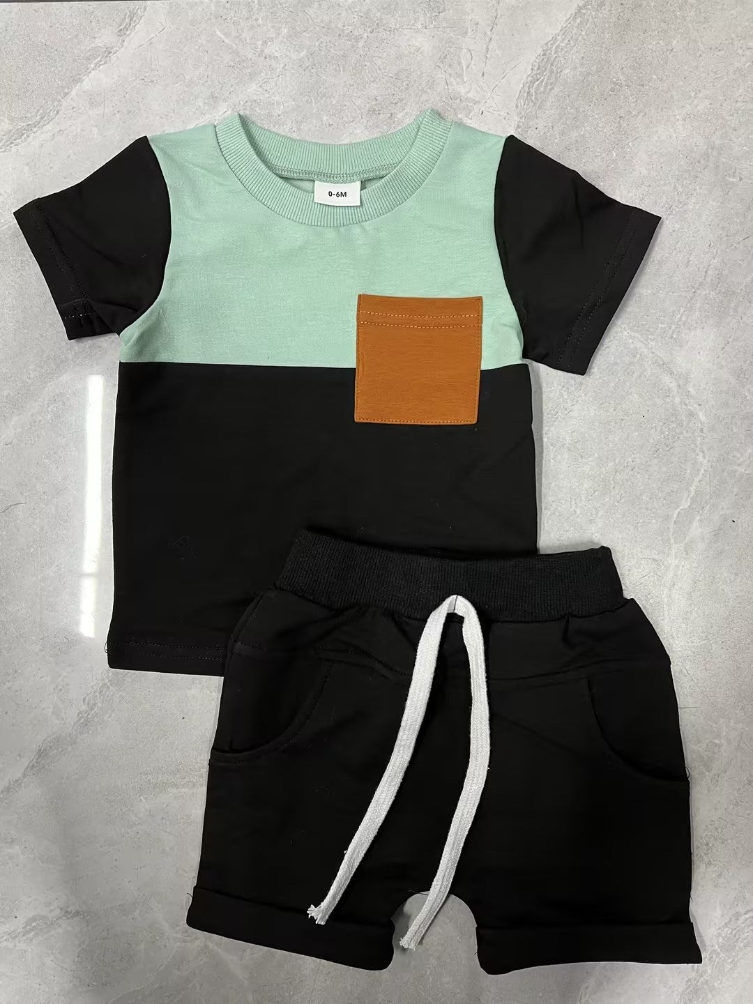 Color Matching Short Sleeve Shorts Suit