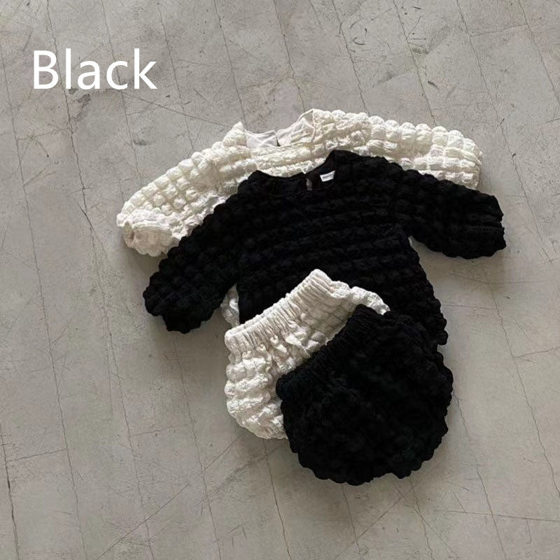Children's Bubble Plaid Square Neck Top Large PP Shorts Set