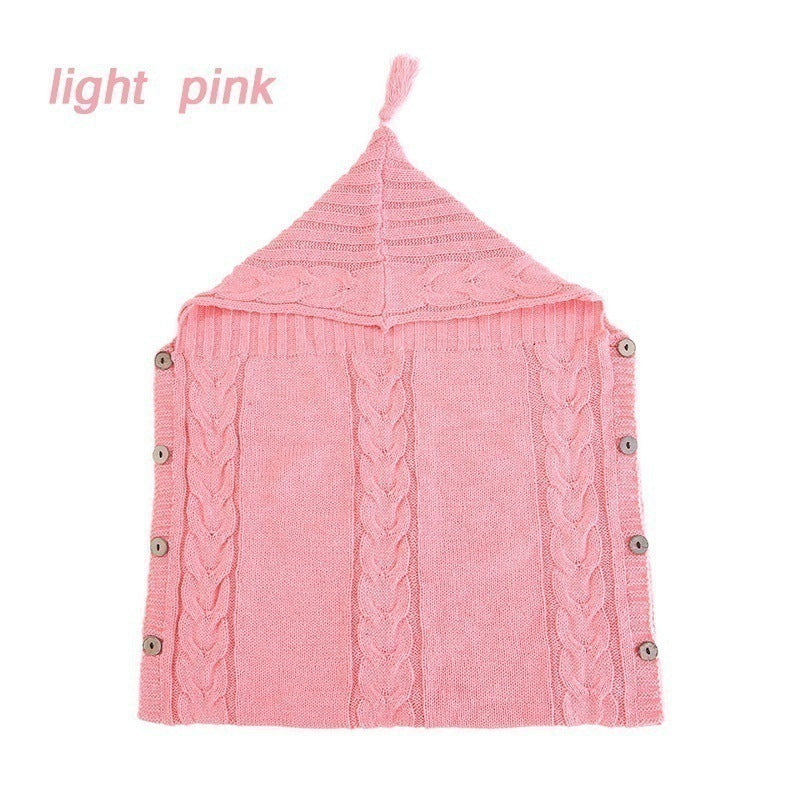 Infant Baby Tassel Ca P Sleeping Bag Sweater Wooden Button Hooded Sleeping Bag
