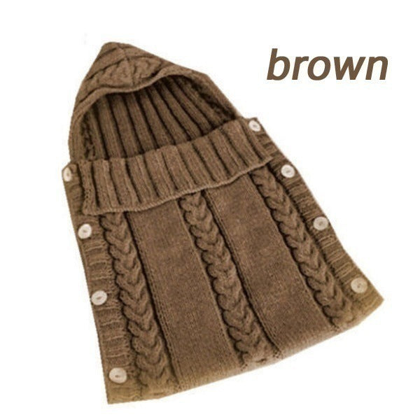 Infant Baby Tassel Ca P Sleeping Bag Sweater Wooden Button Hooded Sleeping Bag
