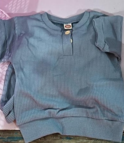 Three-color Short-sleeved Waffle Children's Suit