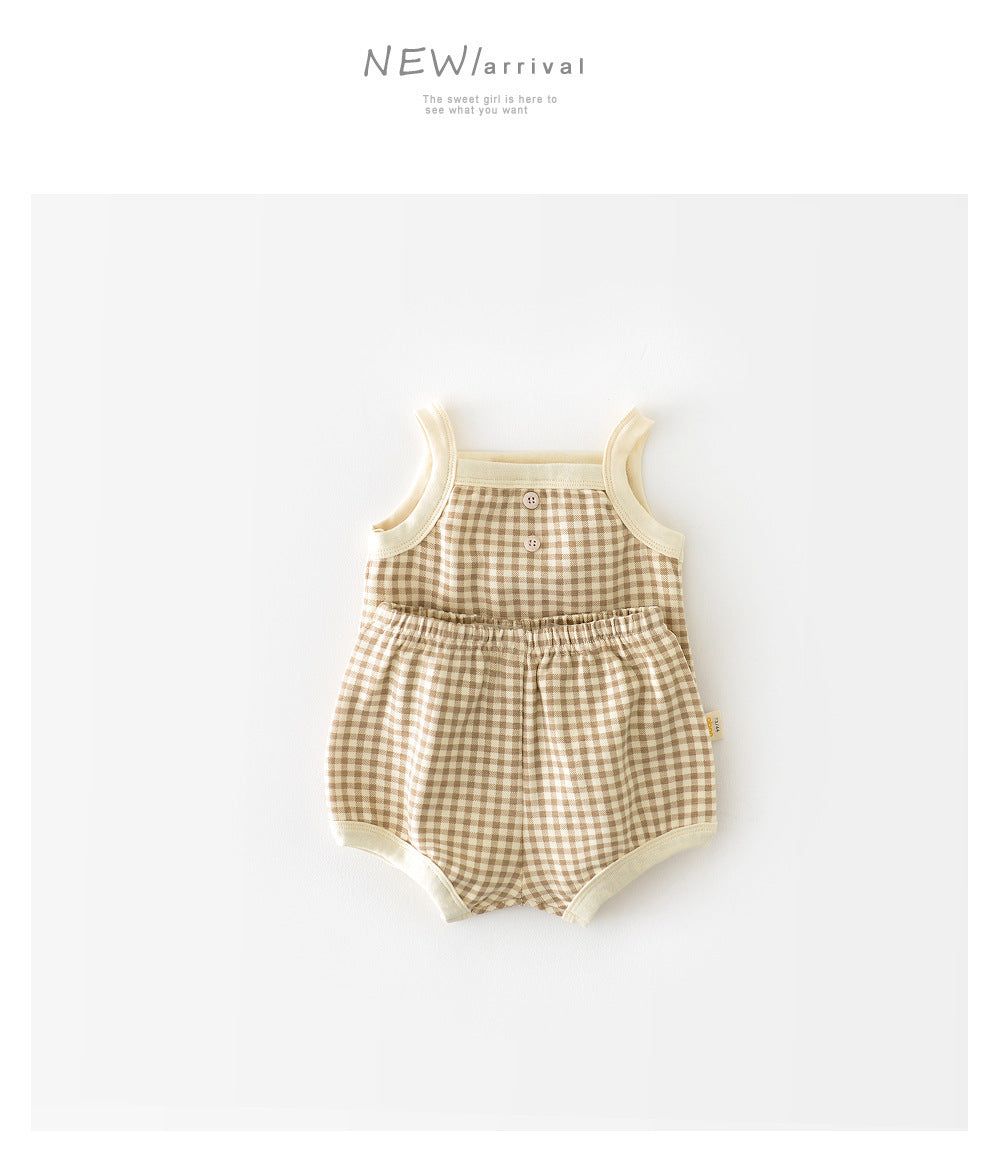 Baby Suit Summer Pajamas New Korean Style Infant Thin Suspenders Vest Shorts Boys 'and Girls' Home Wear