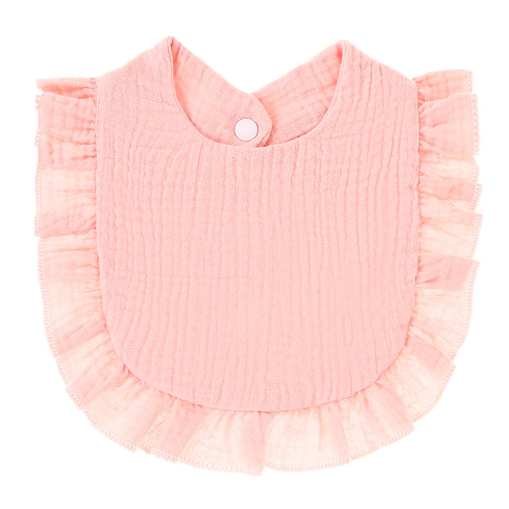 Ruffled Cotton Gauze Lace Bib Saliva Pocket