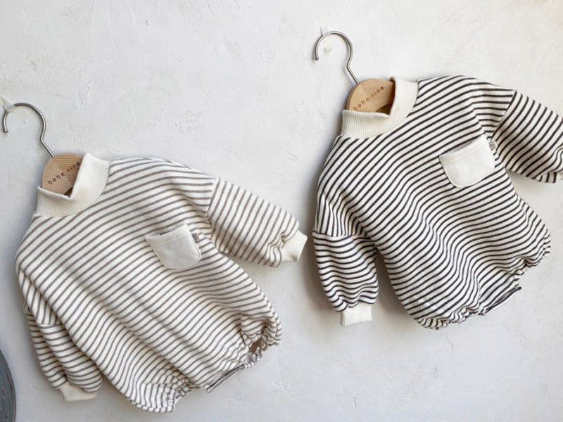 Striped Turtleneck Romper Bag Fart Sweater Loose And Casual