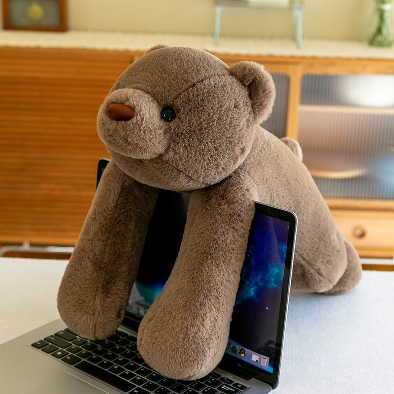 Lazy Brown Prone Bear Plush Toy Doll