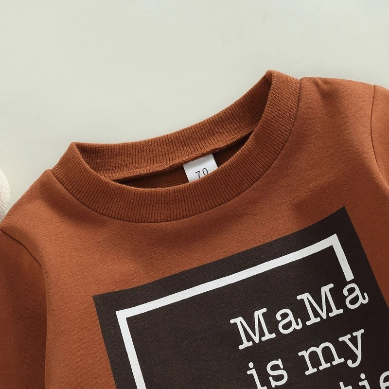 Letter Printed Round Neck Long-sleeved Sweater And Trousers Two-piece Set