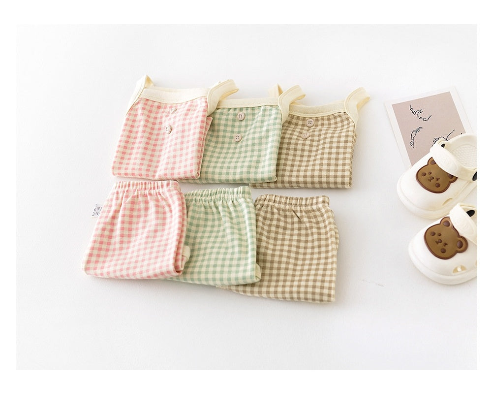 Baby Suit Summer Pajamas New Korean Style Infant Thin Suspenders Vest Shorts Boys 'and Girls' Home Wear
