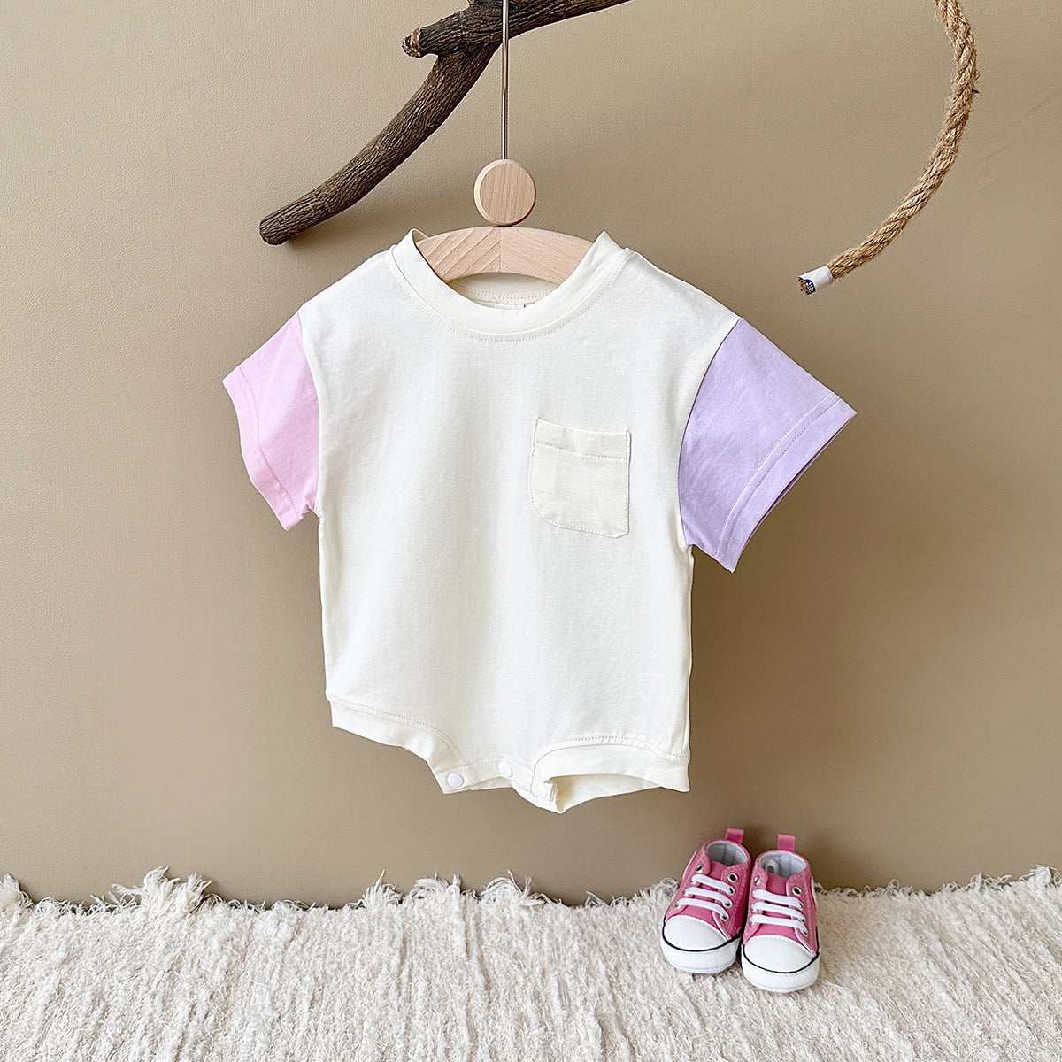 Baby's Comfortable Crew Neck Casual Triangle Jumpsuit
