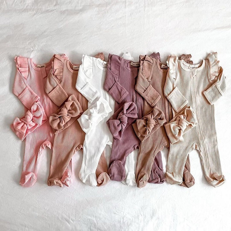 Long-sleeved Knitted Stretch Cotton Suit For Girls