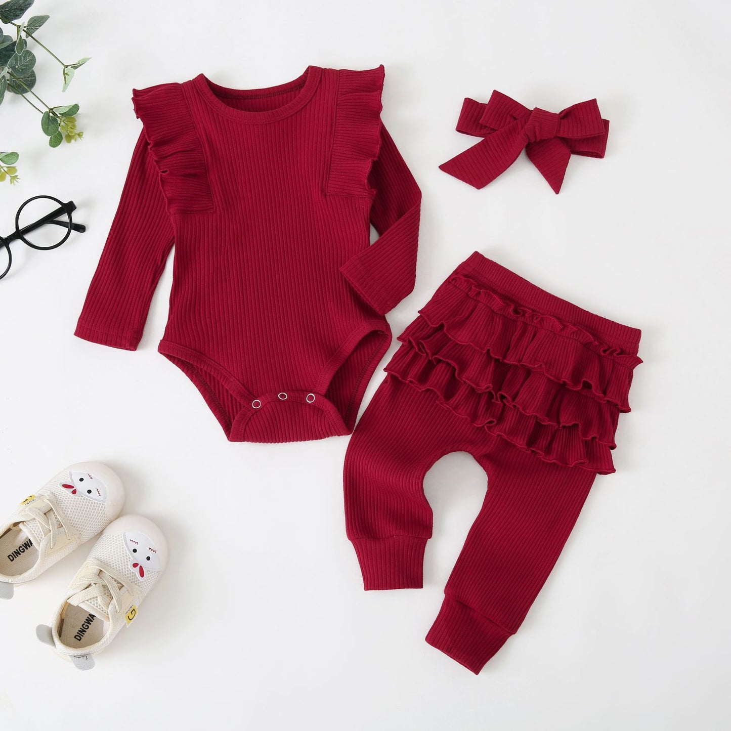 Suit Solid Color Rib Fabric Long Sleeve