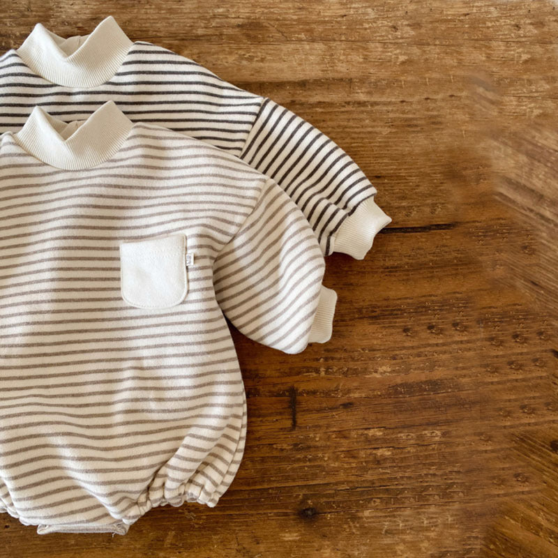 Striped Turtleneck Romper Bag Fart Sweater Loose And Casual