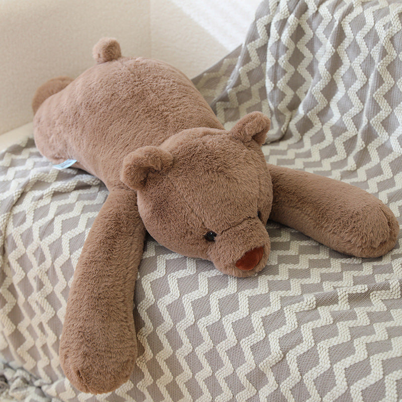 Lazy Brown Prone Bear Plush Toy Doll