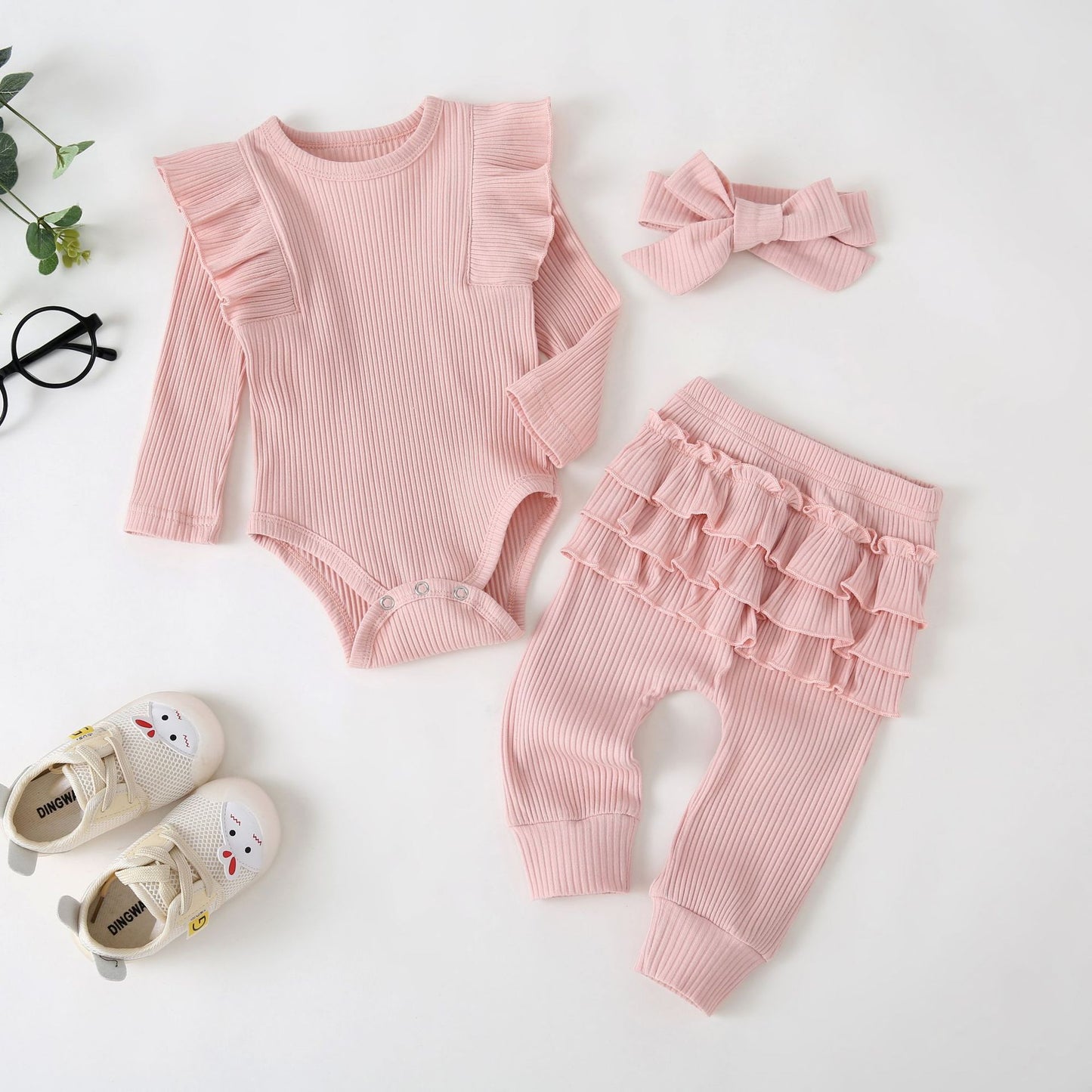 Suit Solid Color Rib Fabric Long Sleeve