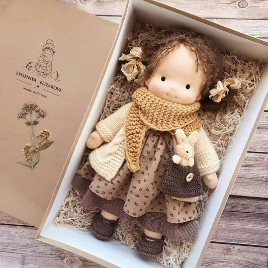 Handmade Plush Doll Golden Curly Girl Finished Product