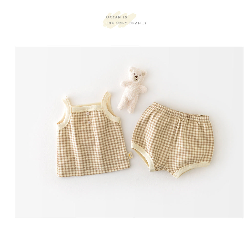 Baby Suit Summer Pajamas New Korean Style Infant Thin Suspenders Vest Shorts Boys 'and Girls' Home Wear