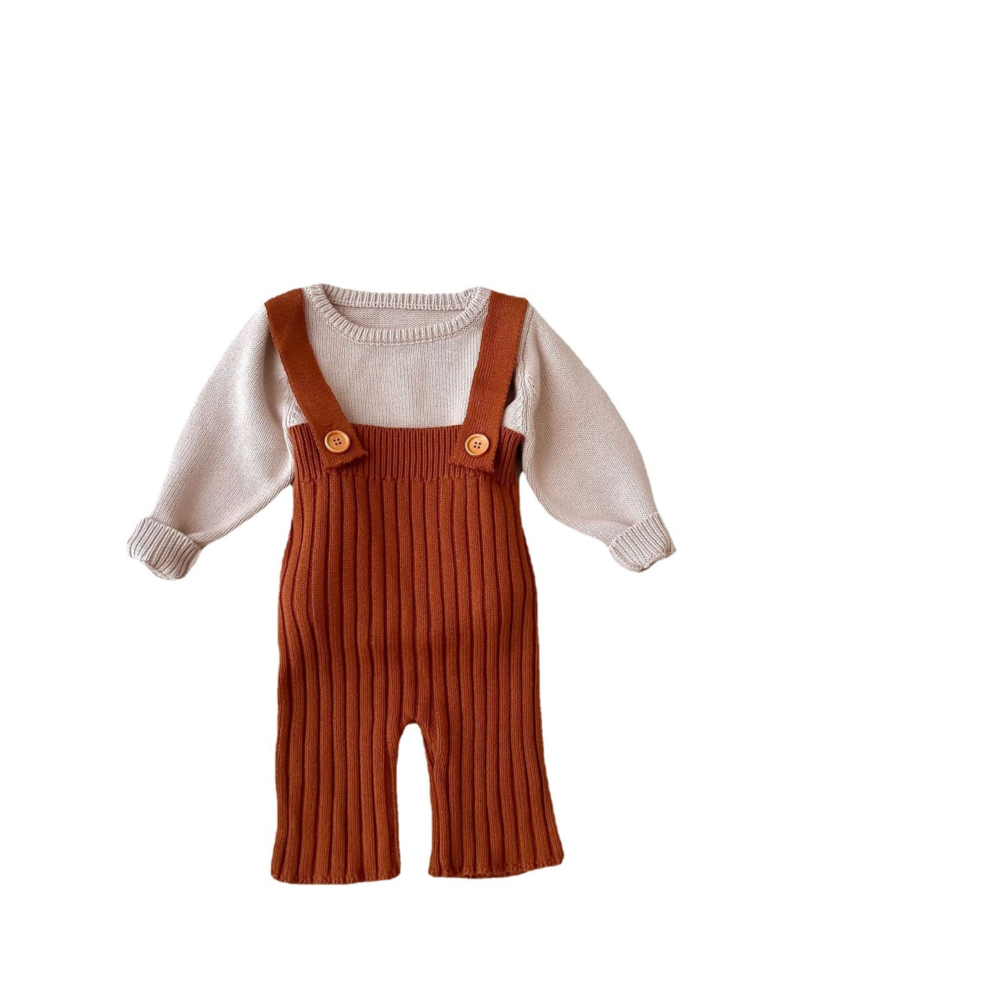 Infant Children's Knitting Suspender Wide Leg Pants With High Waist