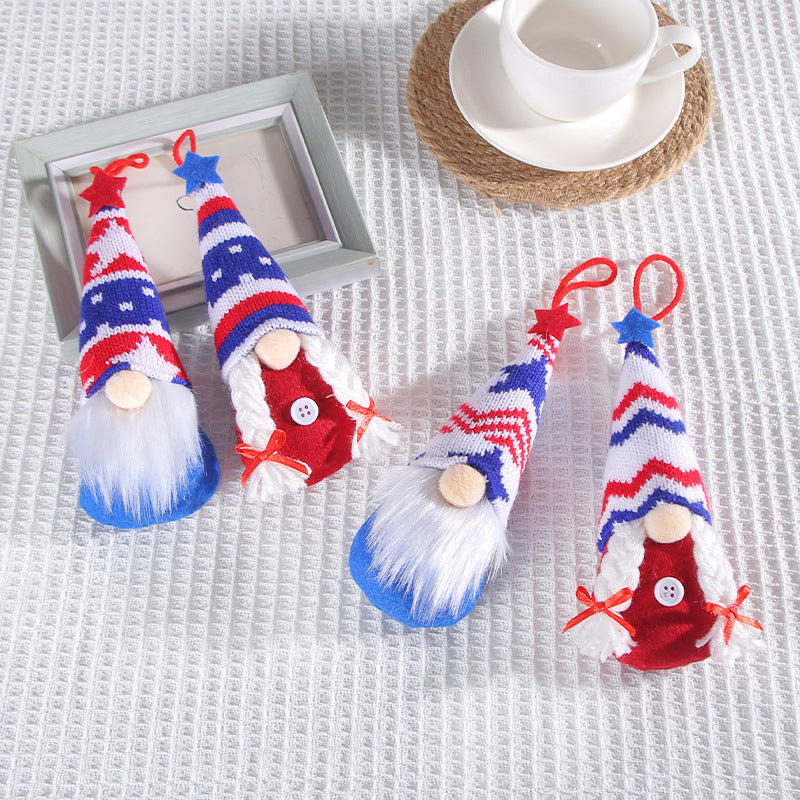 Star Striped Knitted Hat Decoration Small Pendant