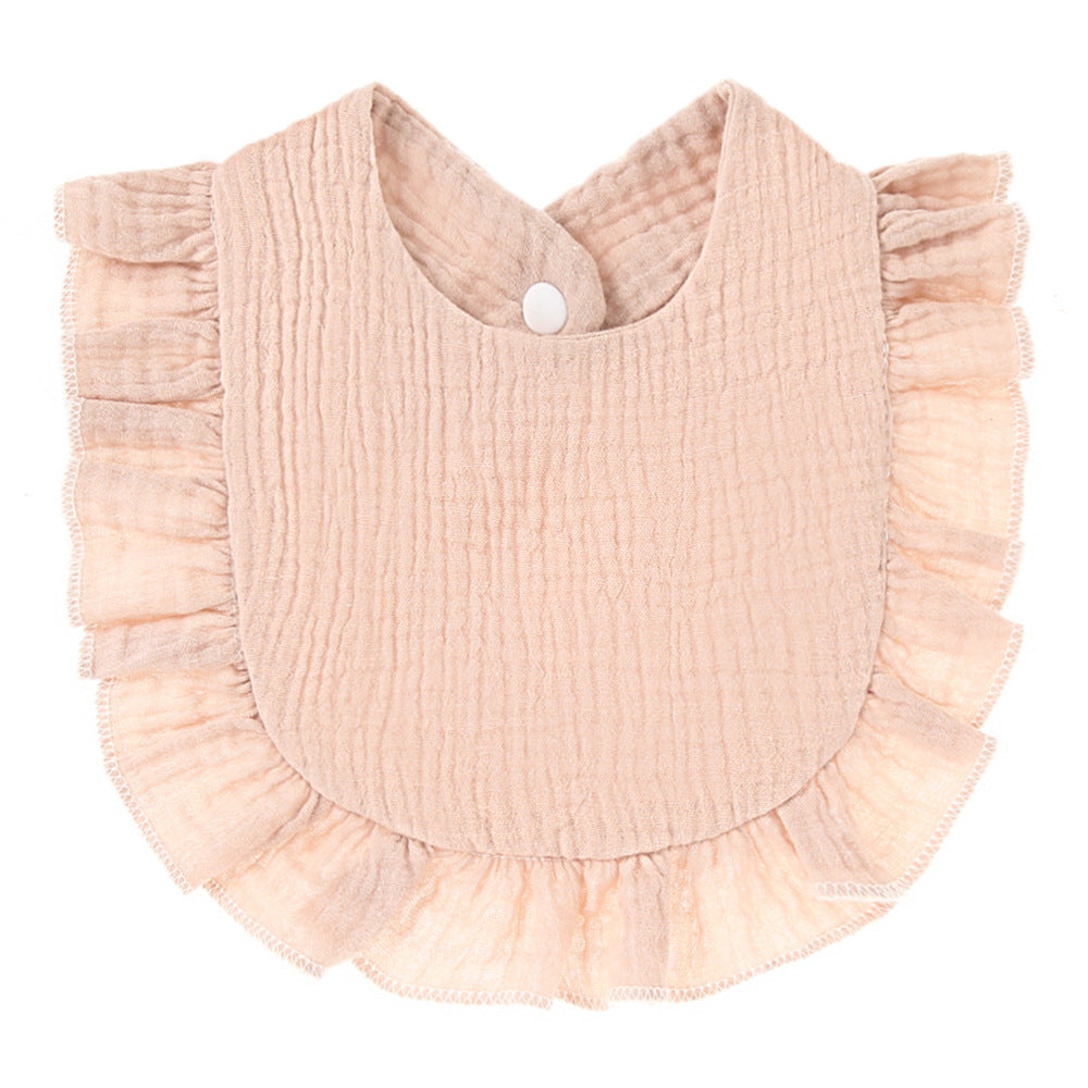 Ruffled Cotton Gauze Lace Bib Saliva Pocket