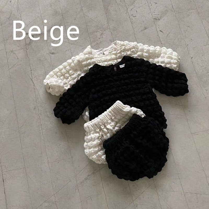 Children's Bubble Plaid Square Neck Top Large PP Shorts Set