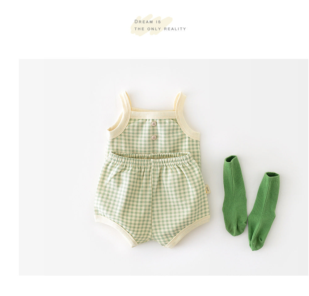 Baby Suit Summer Pajamas New Korean Style Infant Thin Suspenders Vest Shorts Boys 'and Girls' Home Wear