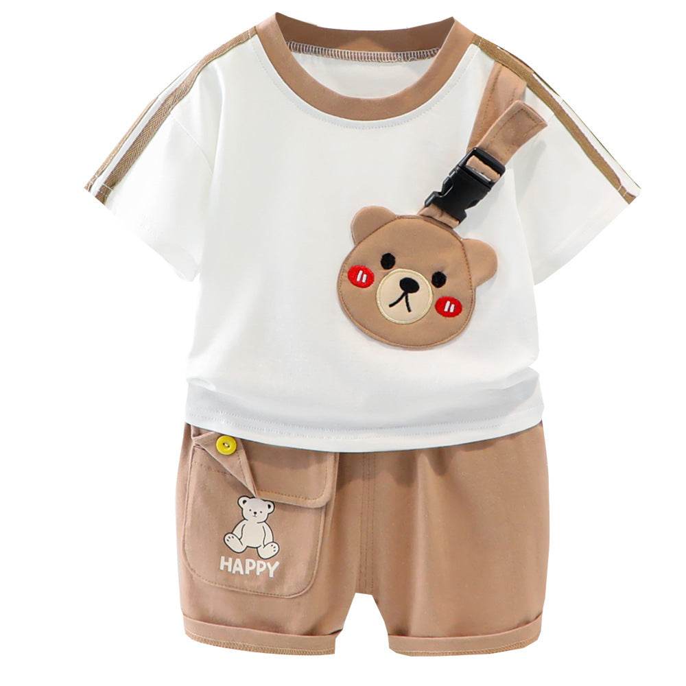 Short-sleeved Cartoon Animal Two-piece Set Children's Western Style