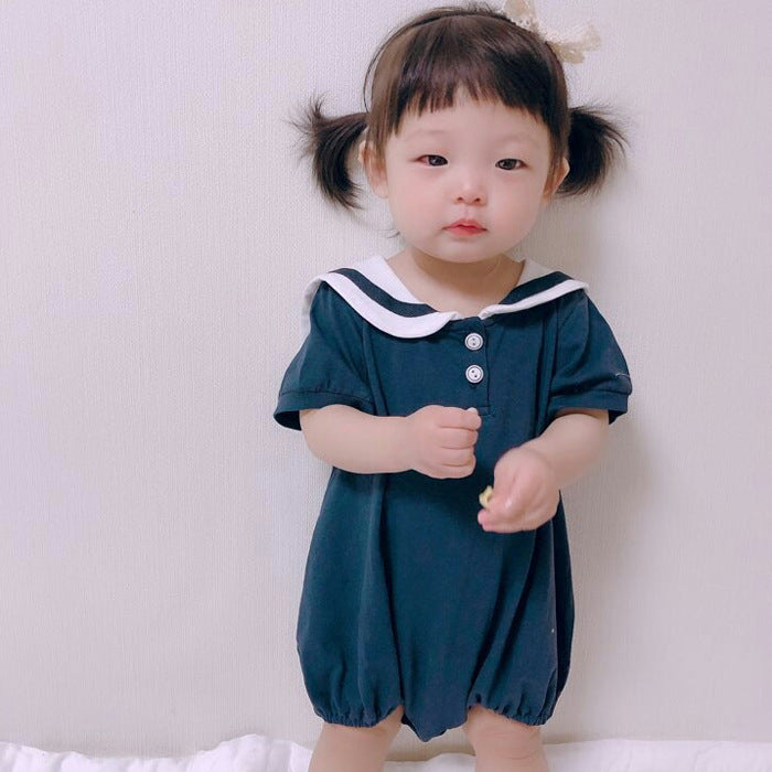 Ultra-thin Cool Lapel Baby College Style Jumpsuit