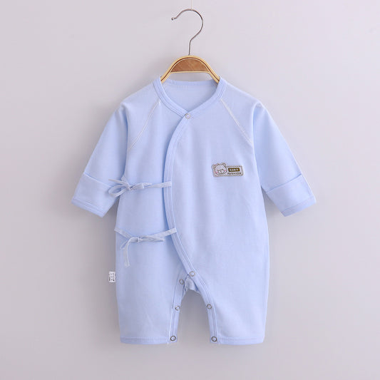 Baby's Cotton Long-sleeved Lace-up Butterfly Jumpsuit