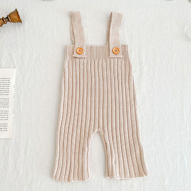 Infant Children's Knitting Suspender Wide Leg Pants With High Waist