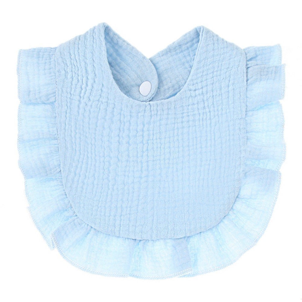 Ruffled Cotton Gauze Lace Bib Saliva Pocket