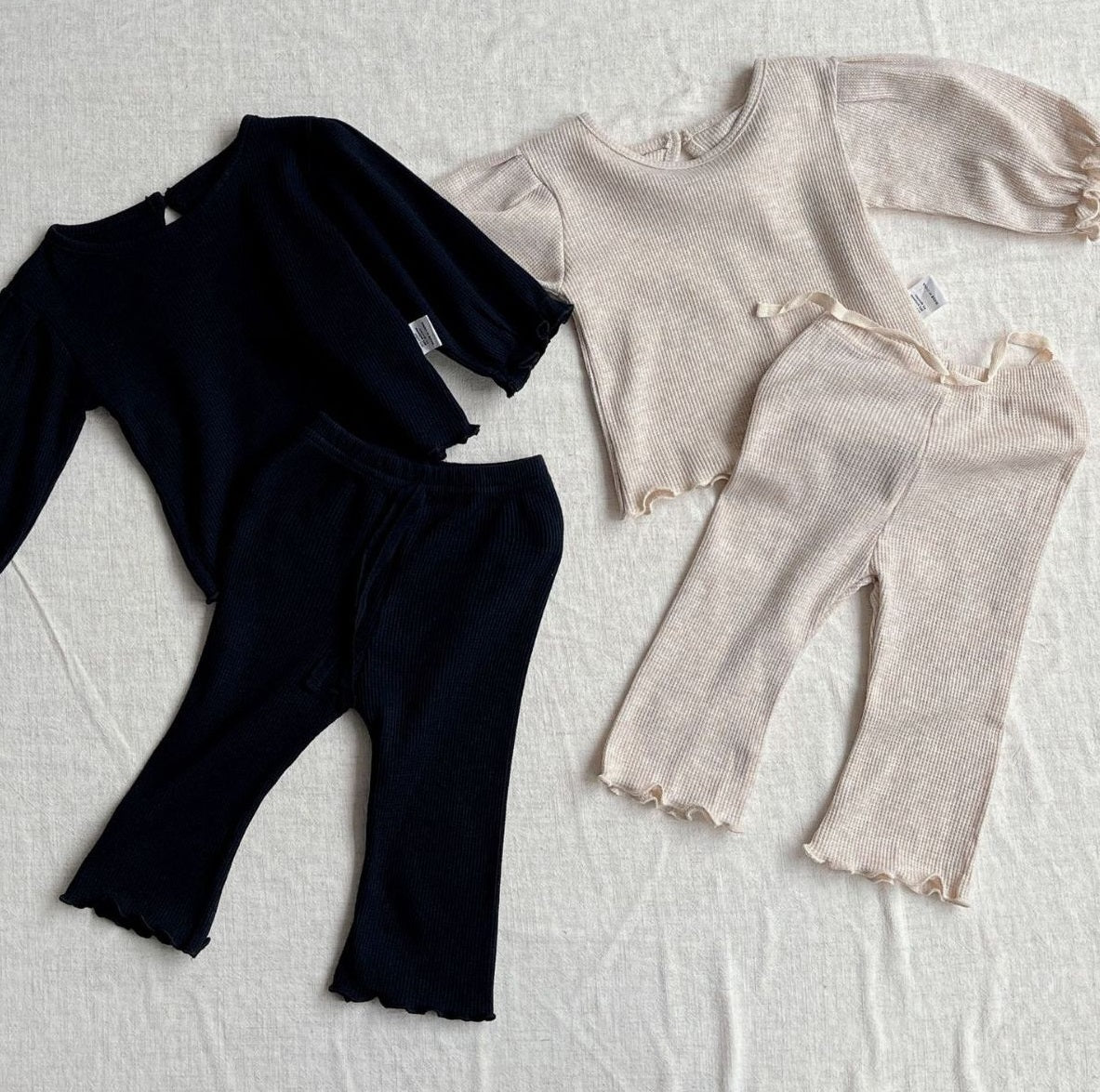Children's Long-sleeved T-shirt Wave Curling Bell-bottom Pants Suit