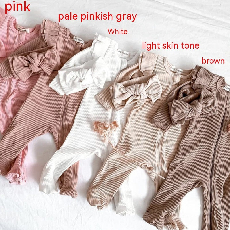 Long-sleeved Knitted Stretch Cotton Suit For Girls