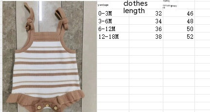 Infant Spring And Autumn Cute Stripes Easy Matching Sling Bow Jumpsuit