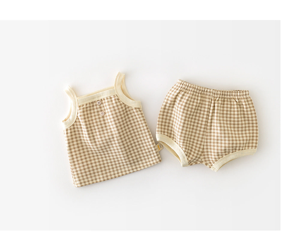 Baby Suit Summer Pajamas New Korean Style Infant Thin Suspenders Vest Shorts Boys 'and Girls' Home Wear